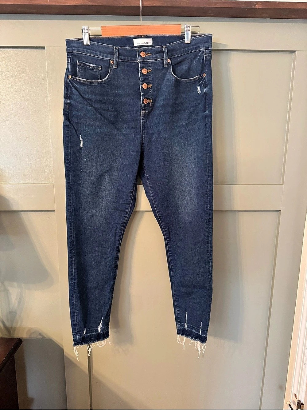 LOFT High Waist Skinny Crop Jeans Waist 32 Blue